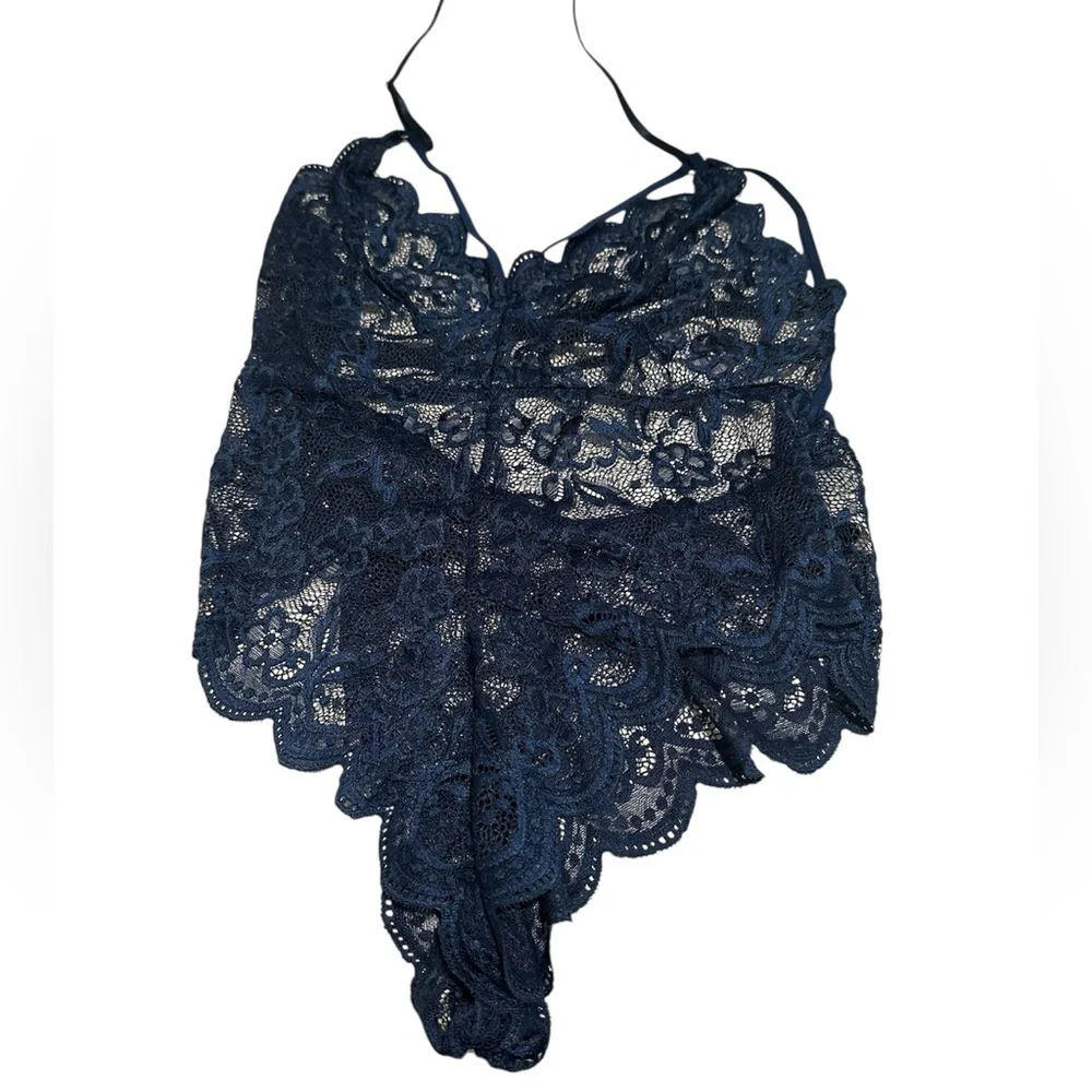 Sexy Lace Bodysuit/Lingerie in Navy Blue- Large